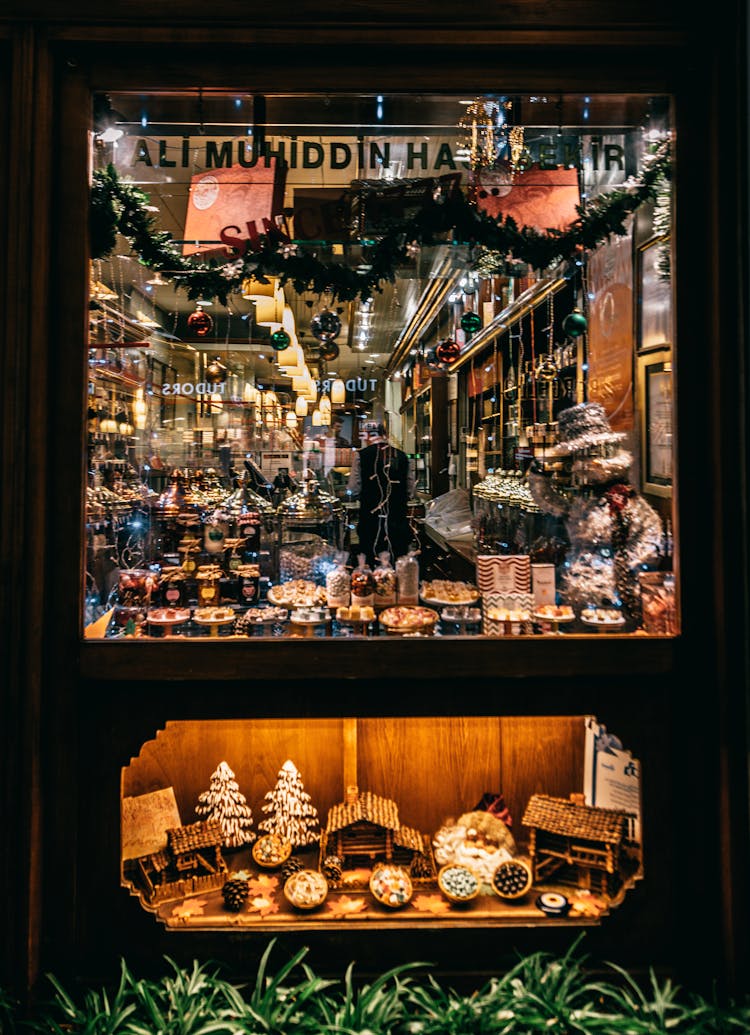 Exterior Of Candy Shop Decorated For Christmas