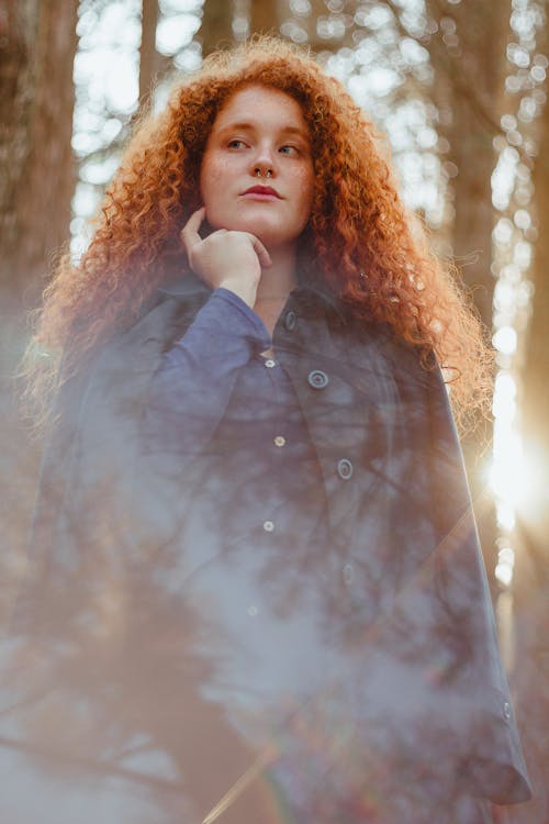 Young Woman with Curly Red Hair