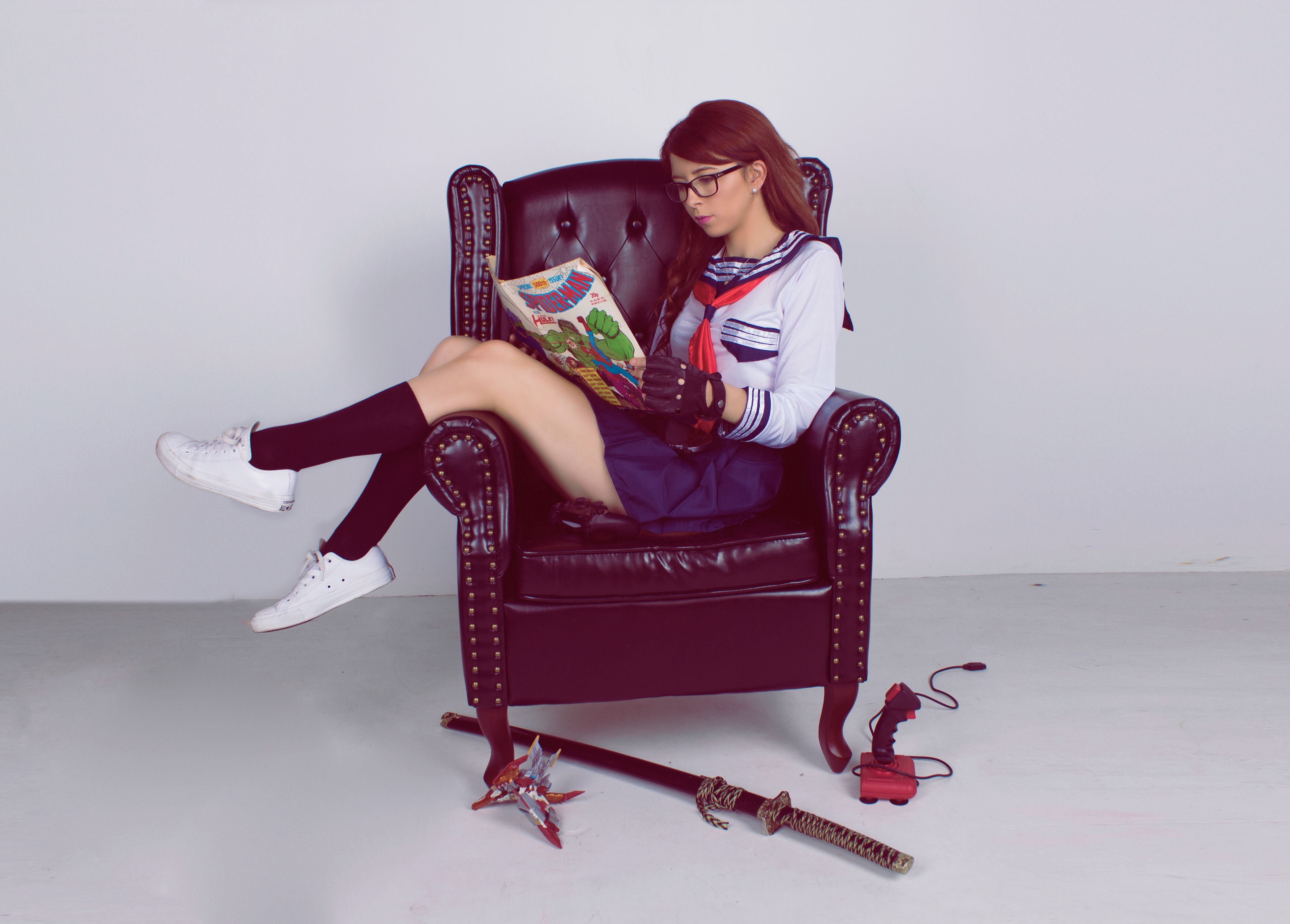 free-stock-photo-of-cosplay-japanese-school-uniform-kneeling