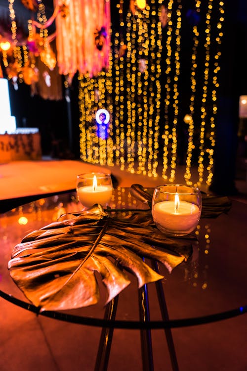 Lighted Candles Placed on the Table