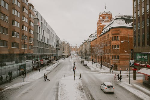 Drone Footage of City during Winter 