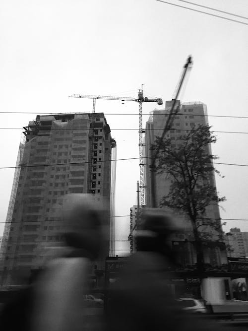 Free Grayscale Photo of High-rise Buildings Stock Photo