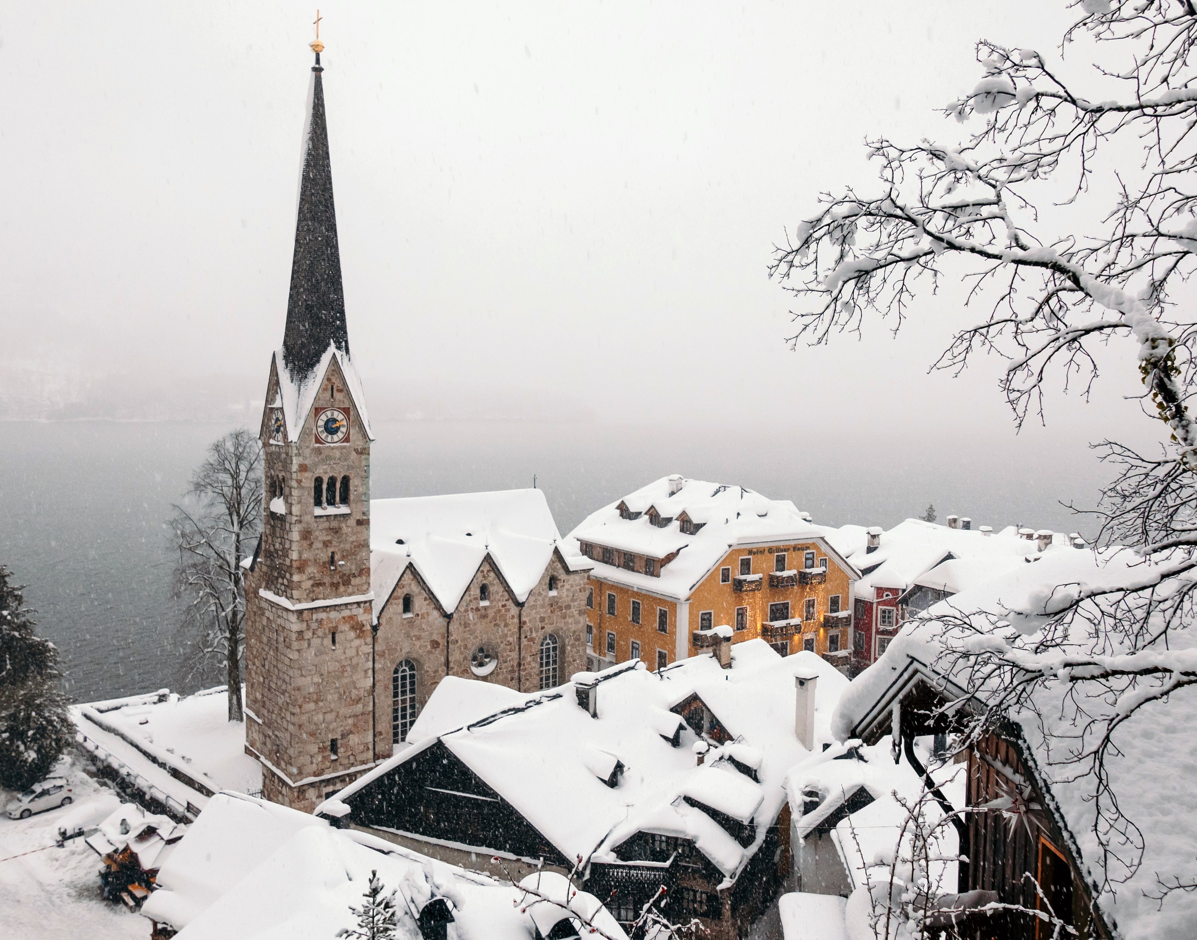 Aerial View of Snow Covered Buildings · Free Stock Photo