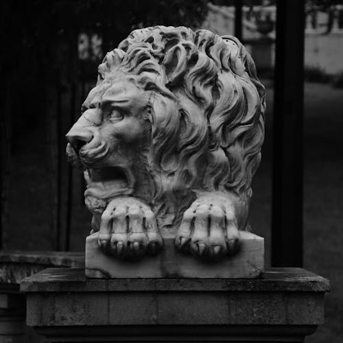 Concrete Lion Head Statue