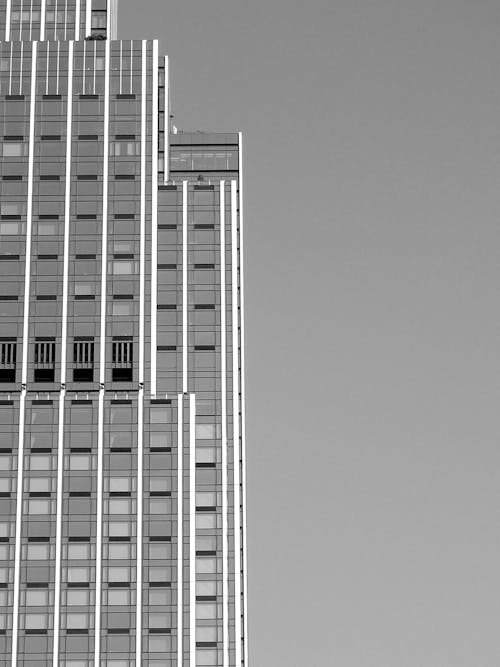 Modern facade of skyscraper in city center