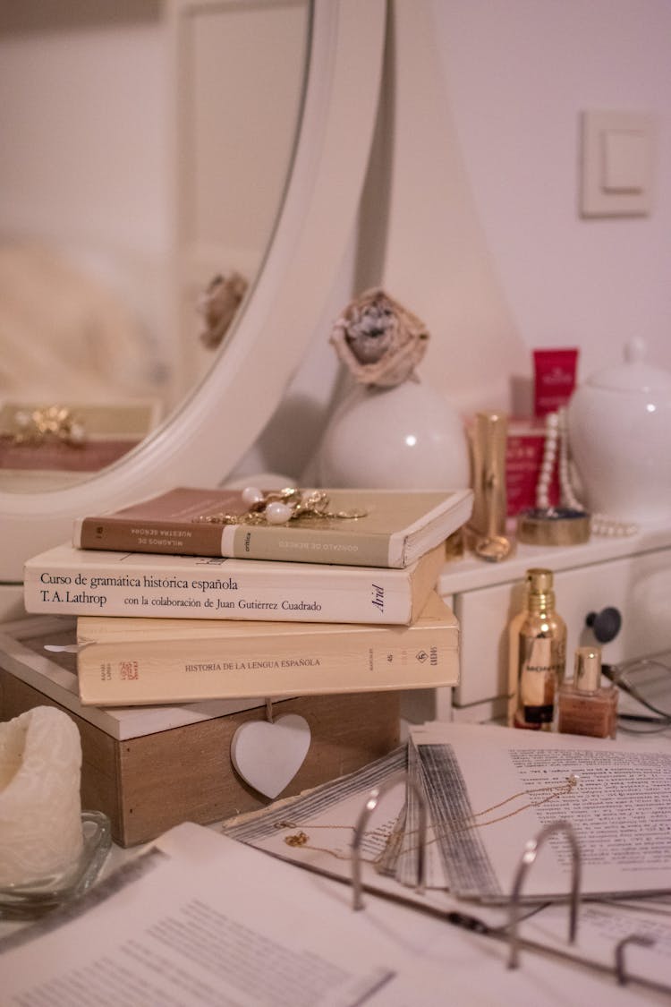 Books Beside The Mirror