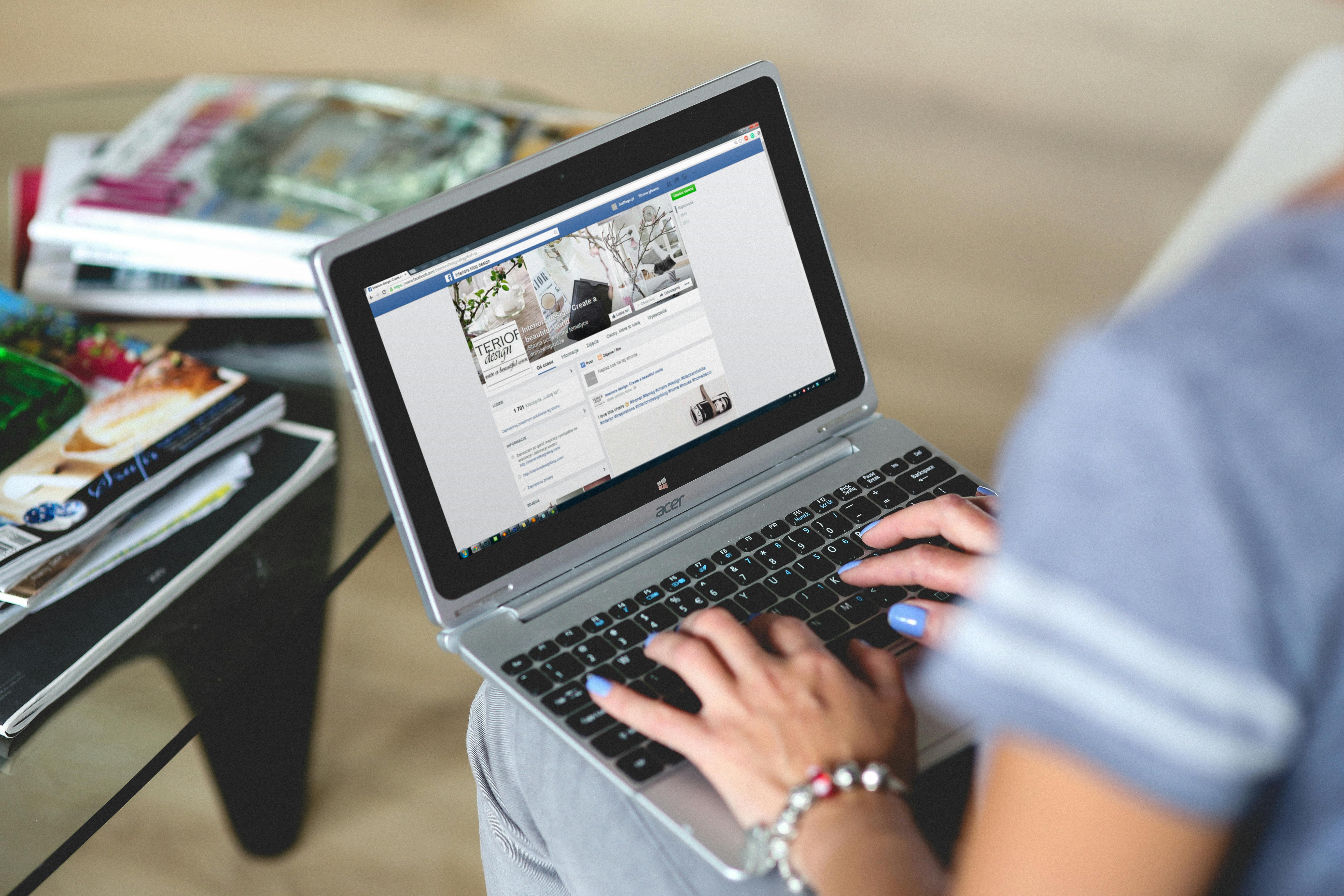 women typing on the notebook