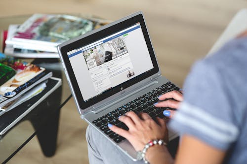 Women typing on the notebook