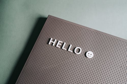 Hello Greeting on Brown Board 