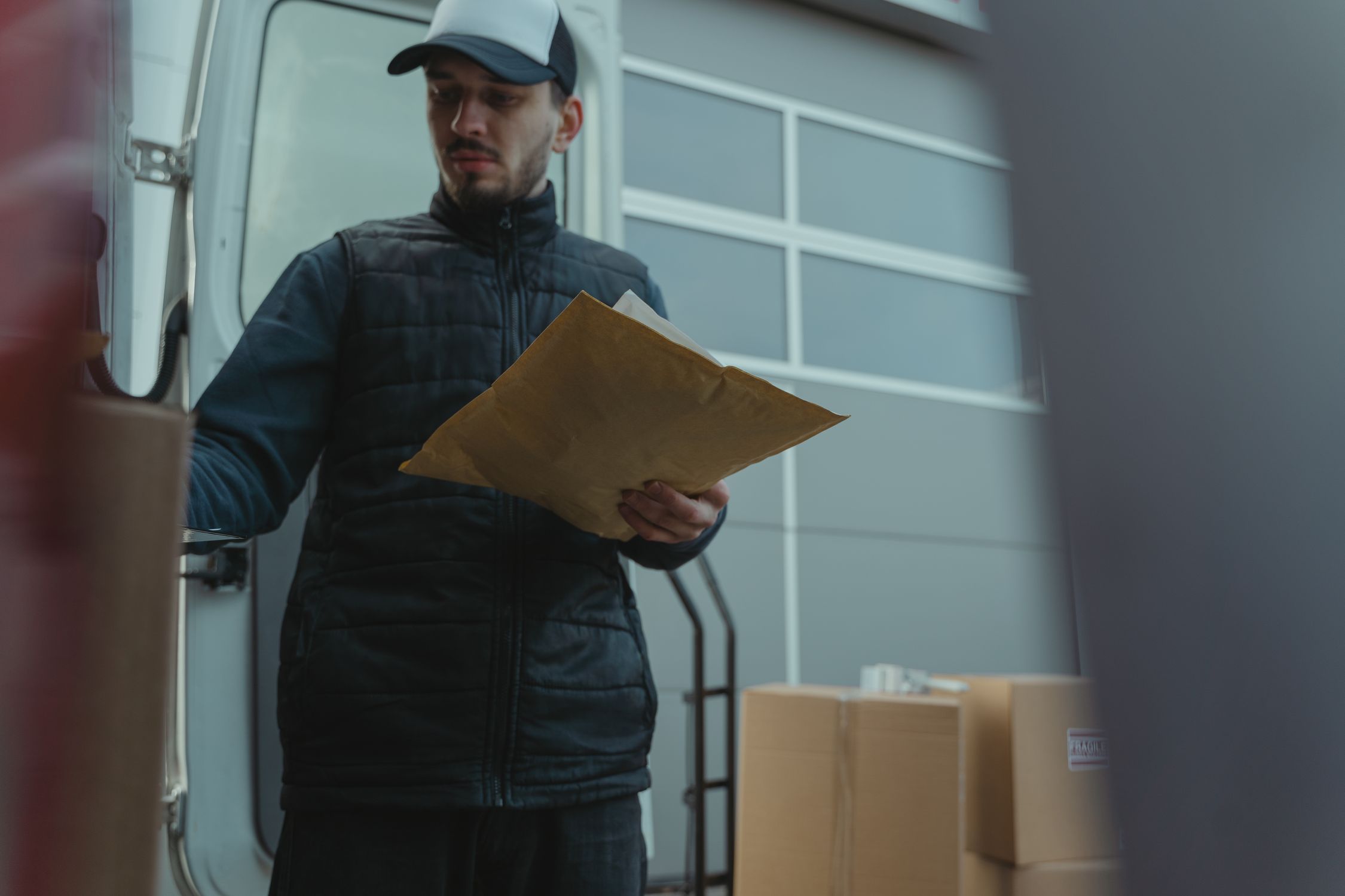 Delivery Driver Checking the Packages · Free Stock Photo