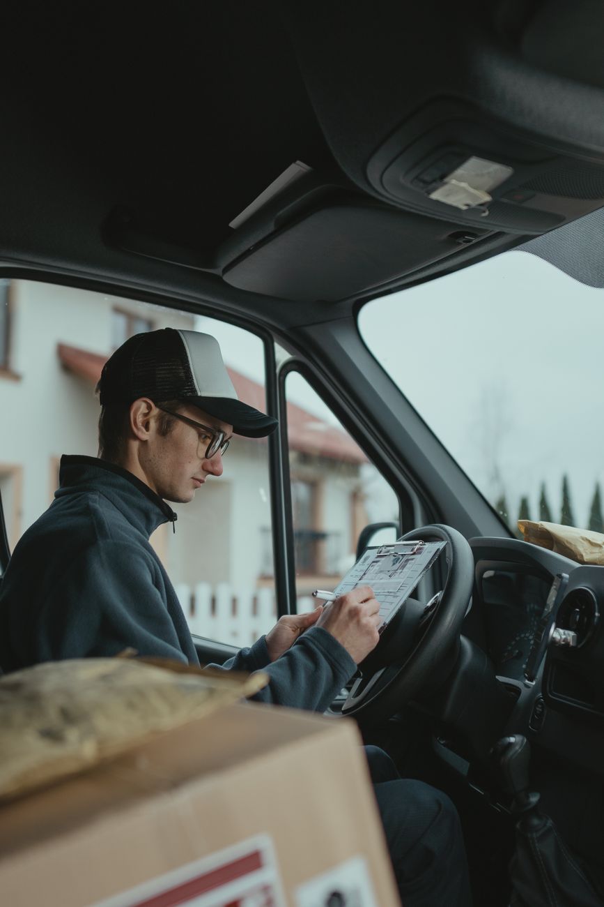 Camion poștal și colete în depozit Camion poștal și colete în depozit