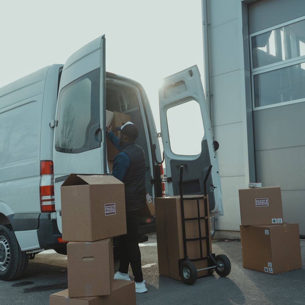 Forth — belongings being loaded for transport to storage