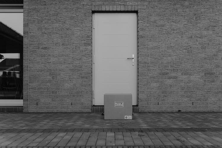 Package In Front Of A Closed Door