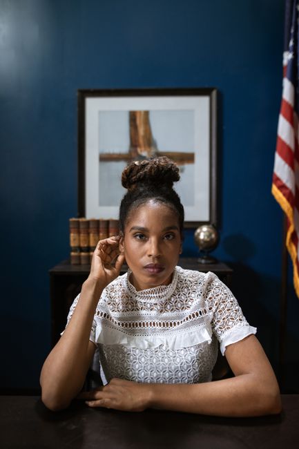 Portrait of woman in leadership setting