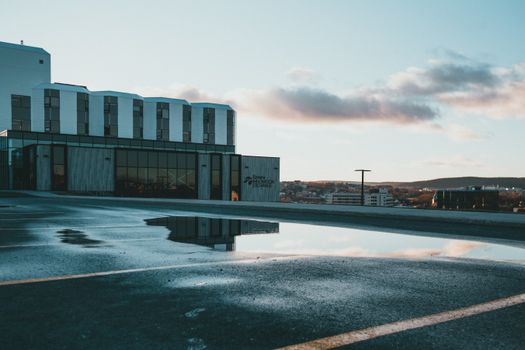A Puddle on the Roof Parking Area