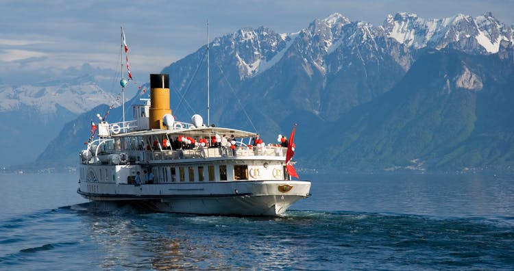 Ferry Boat Cruising In An Ocean 