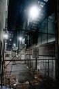 Metal fence in industrial district