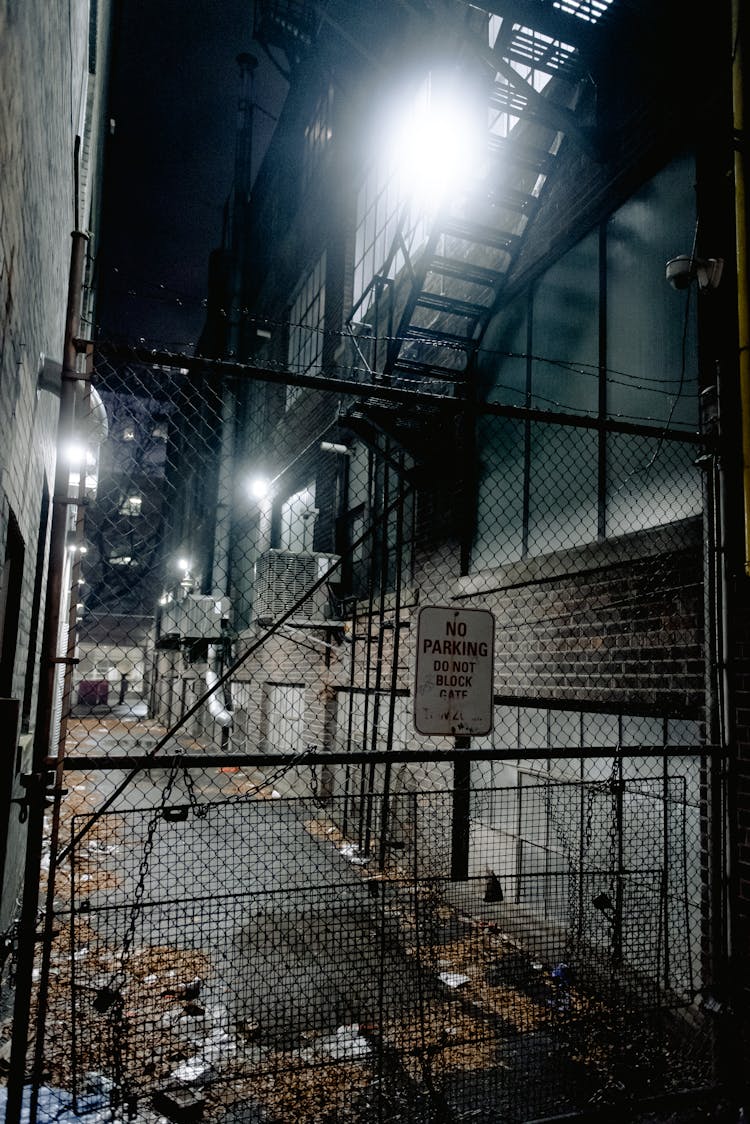 Metal Fence In Industrial District