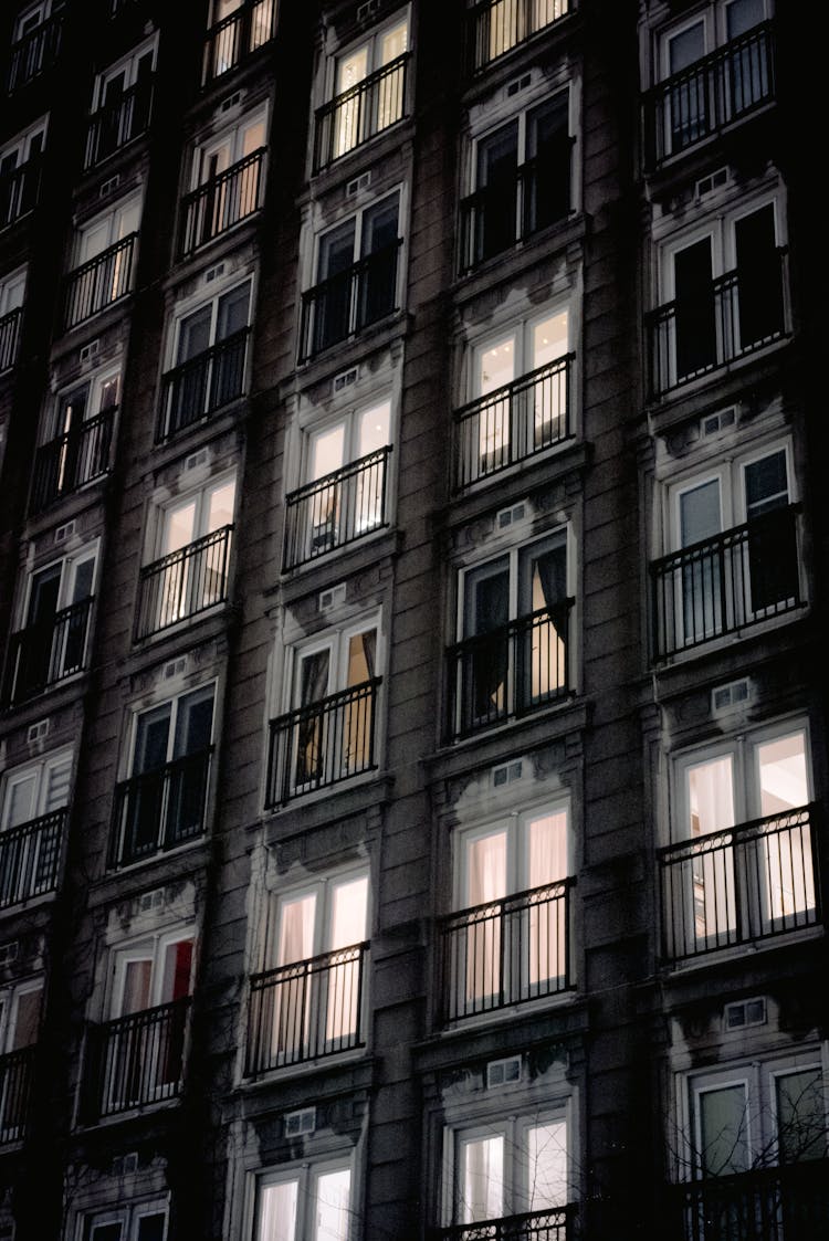 Facade Of Residential Building At Night