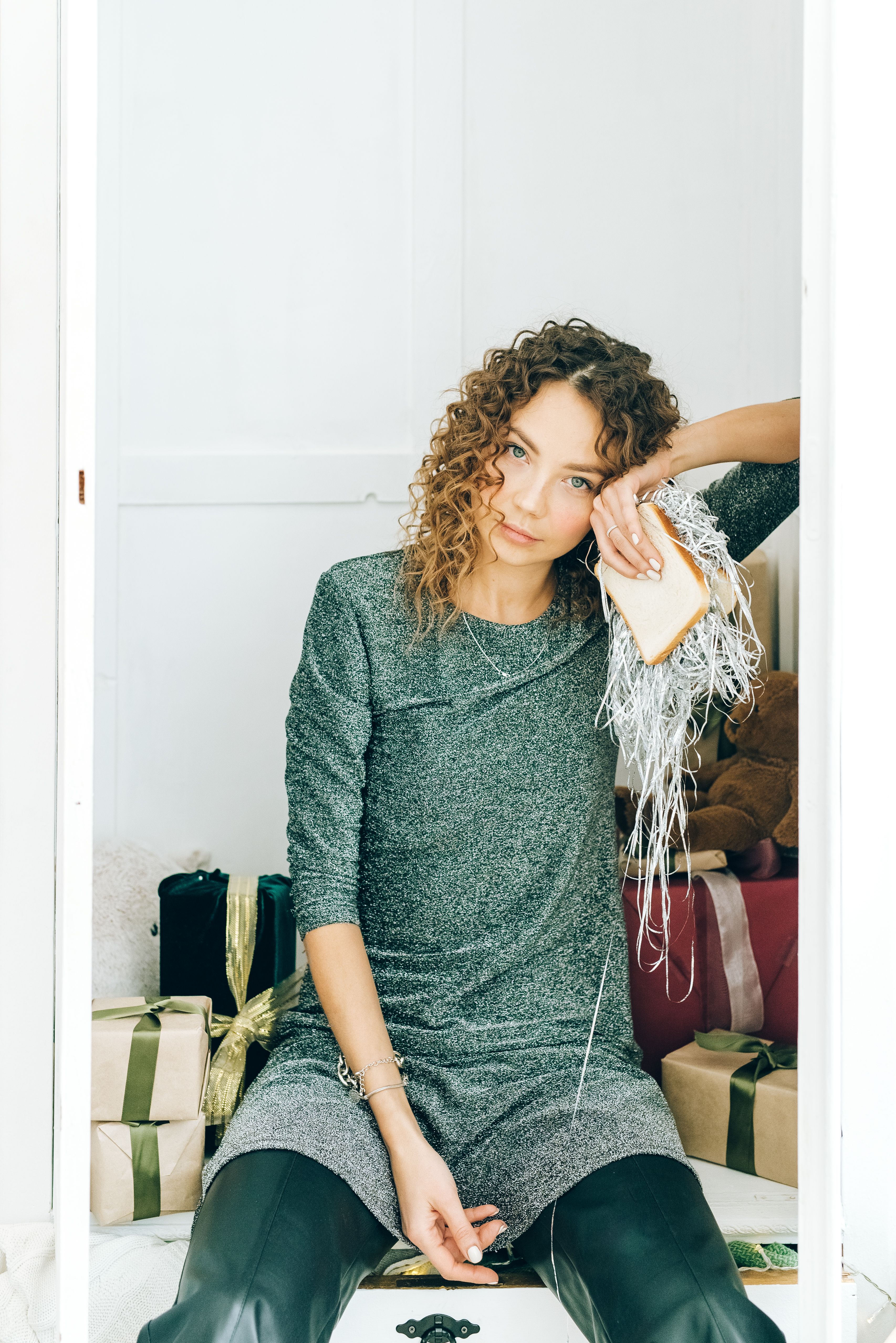 Woman in Green Dress Sitting on the Floor · Free Stock Photo