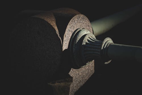 Old handrails with decor on stone surface