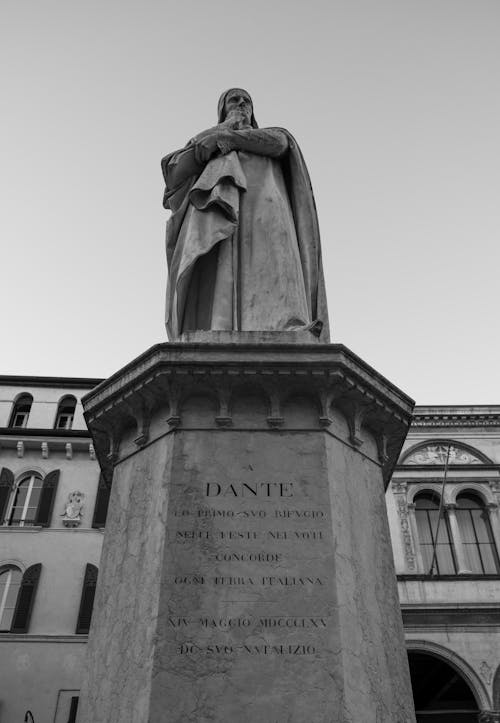 Low Angle Shot of Statue of Dante Alighieri 