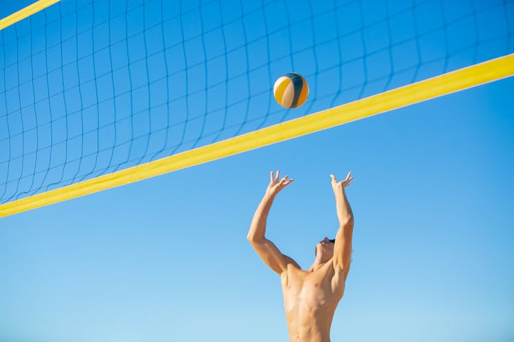 A Man Playing Volleyball