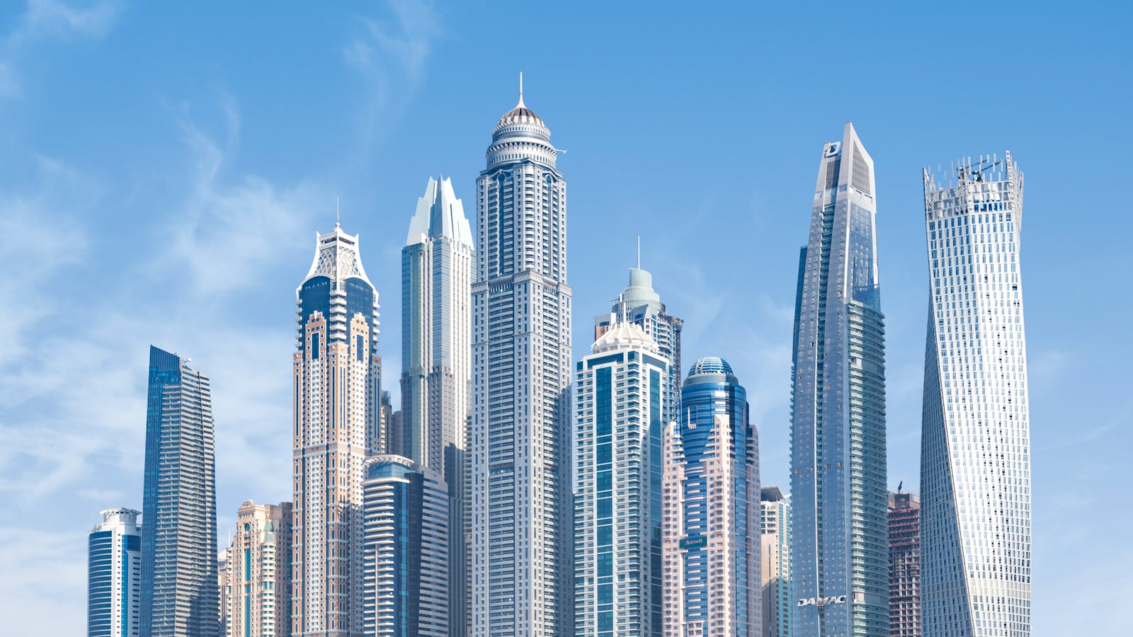 Dubai High-rise Concrete Building Under Blue Sky, Most Famous Buildings in Dubai