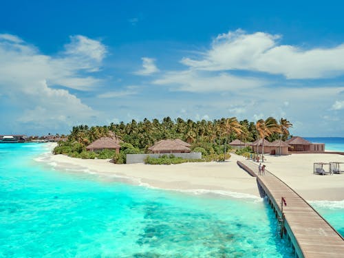 Exotic Island with Sandy Beach and Pier