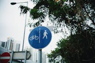 Blue and White Road Sign