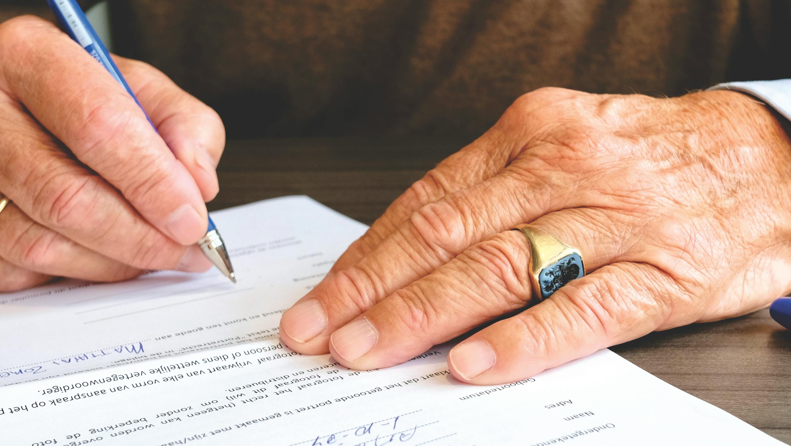 A person signing a document