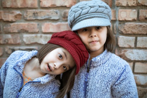 Free Two Girls Wearing Knit Caps  Stock Photo