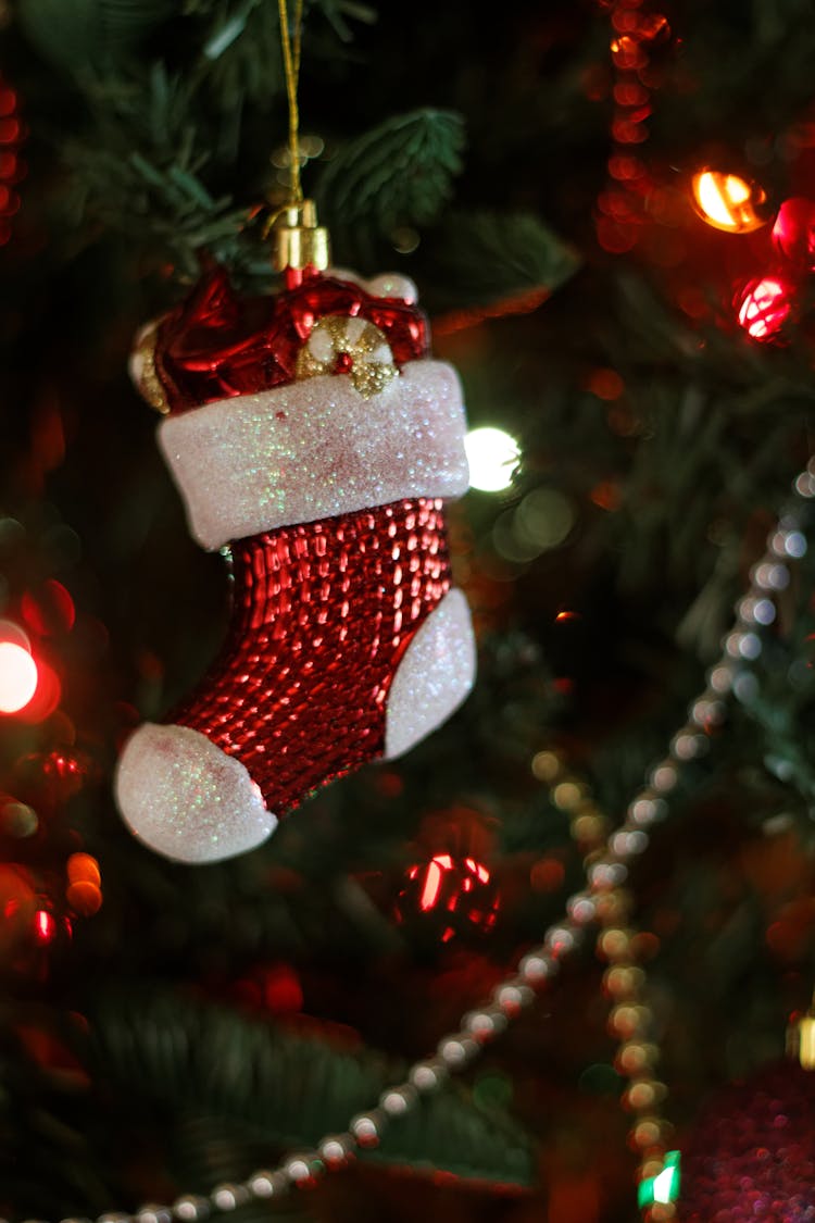 Red And White Christmas Socks Hanging