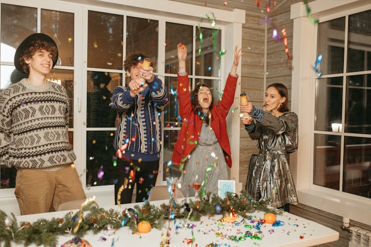 3 Children Standing Beside Christmas Tree