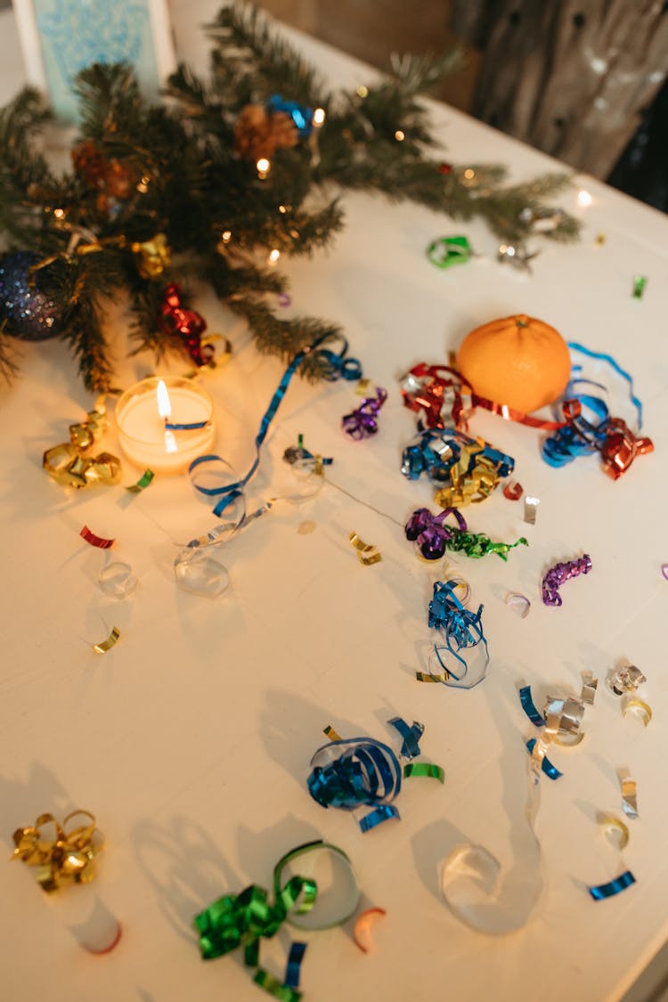 Colorful Confetti On The Table