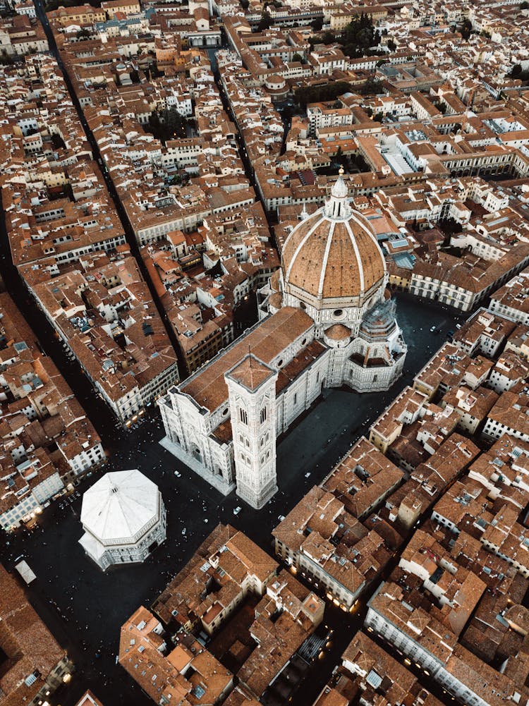 
An Aerial Shot Of The Cupola Del Brunelleschi In Italy