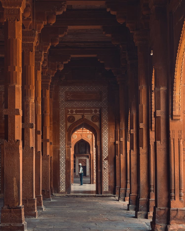 Brown Sandstone Arches In A Building