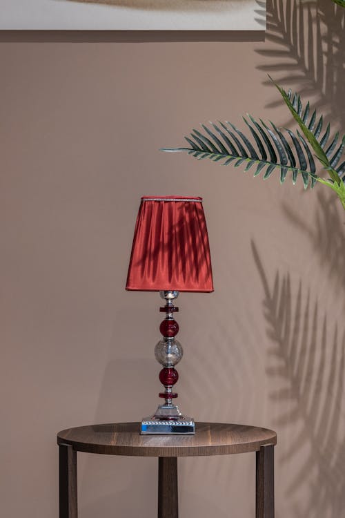 Lamp placed on table in light room