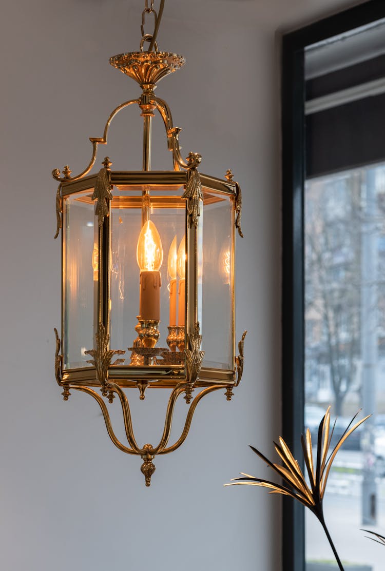 Interior Of Room With Vintage Lamp