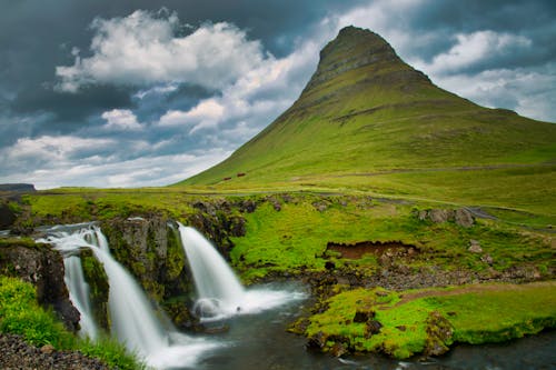 Waterfalls and Green Mountain