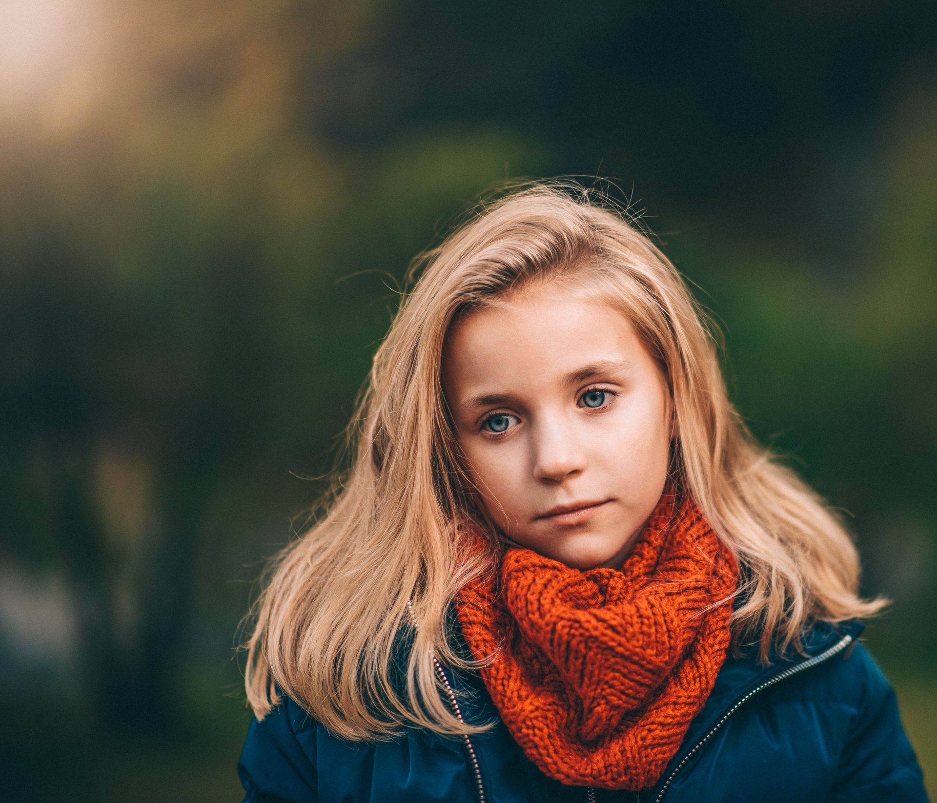 Girl Wearing Orange Scarf Selective Focus Photography