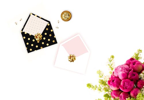 Free stock photo of flatlay, flowers, glam