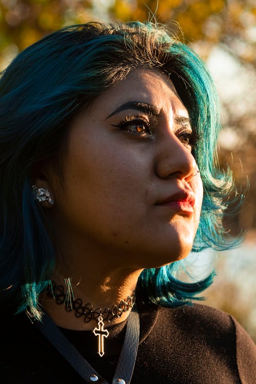 A Closeup Shot of a Woman With Dyed Hair