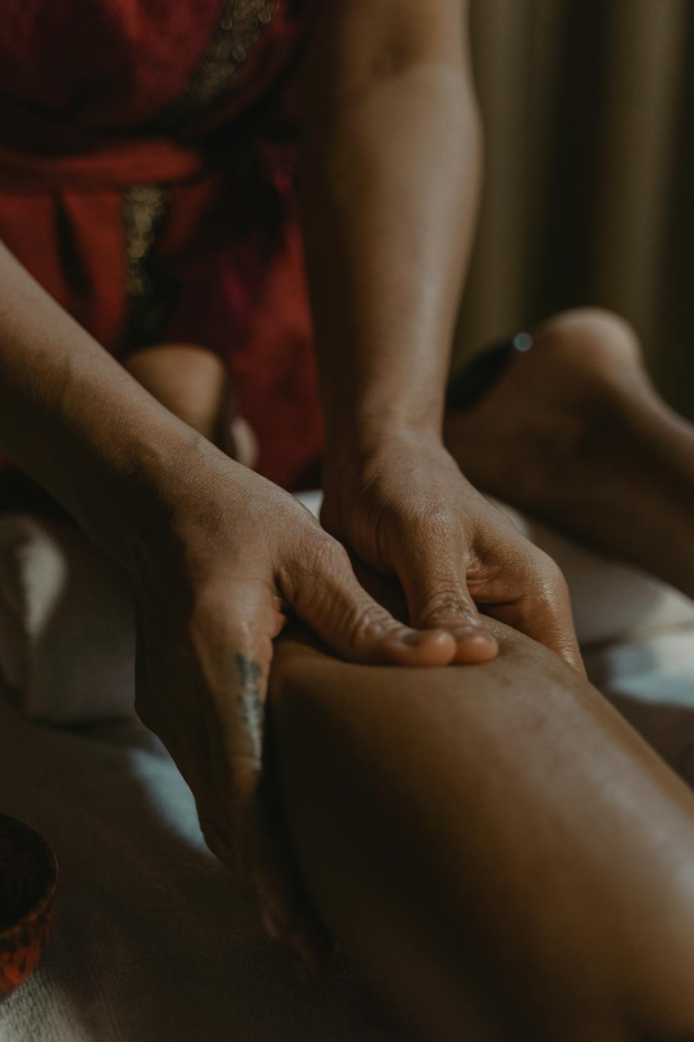 Person getting a deep tissue massage. 