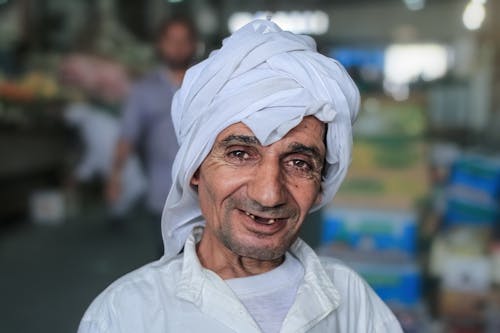 Portrait of Elderly Man Wearing Traditional Turban