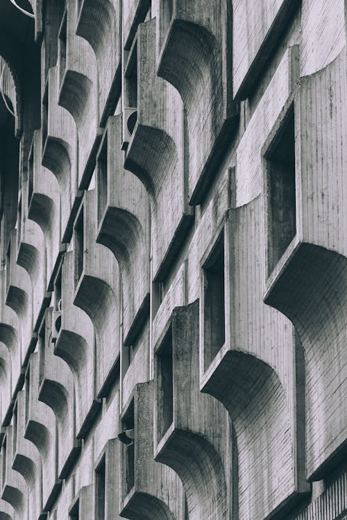 
A Grayscale of a Concrete Building