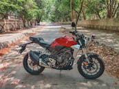 A Parked Honda CB300R on the Road