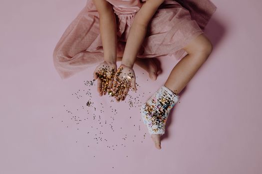 Woman in Pink Dress Lying on Pink Textile