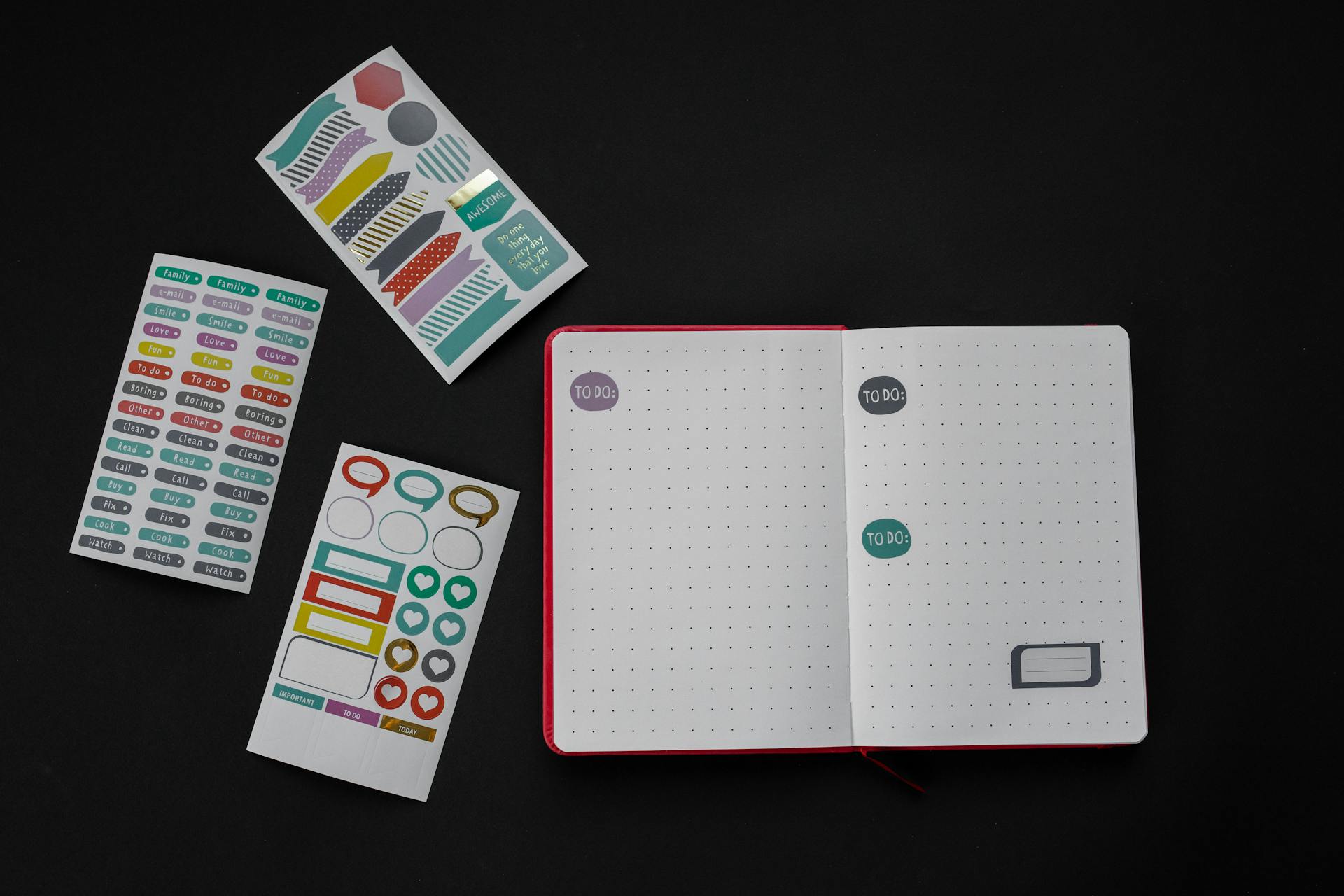 Assorted Stickers and a Planner