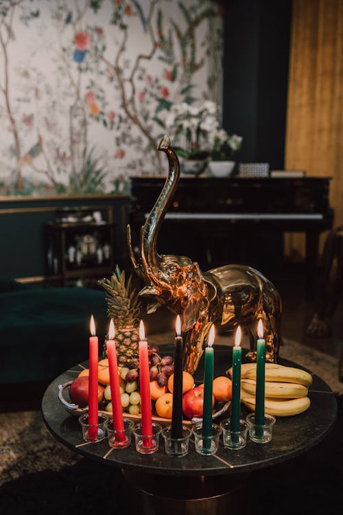 Free First Fruits And Seven Candles Of Kwanzaa Stock Photo